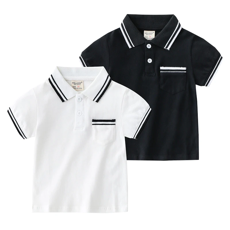 

Formal Cotton Boys Polo Tshirt Summer Quality Turn Down Collar Toddler Tops Tees Kids Shirt Children's Clothes