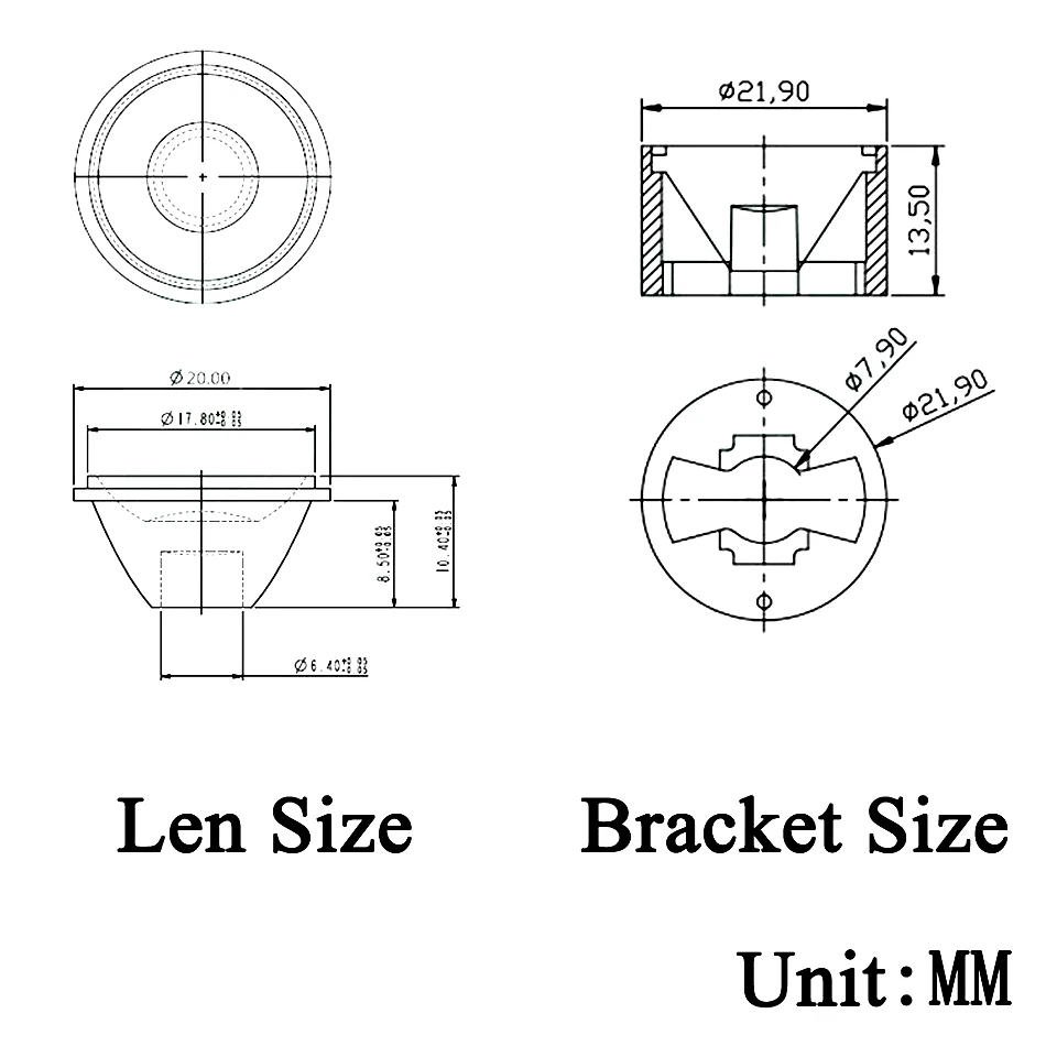 10set High Power 1W 3W 5W LED Lens 20MM PMMA Lenses With Bracket 5 8 15 25 30 45 60 90 120 Degree For 1 3 5 Watt Light Beads