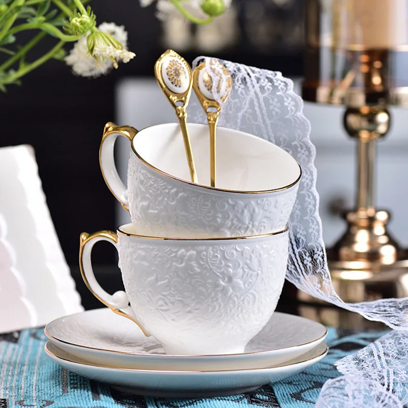 Stainless Steel Stirring Spoon, Embossed Coffee Ladle, Ceramic Handle, Gilt Cake Spoon, Dinnerware, Honey Scoop, Kitchen