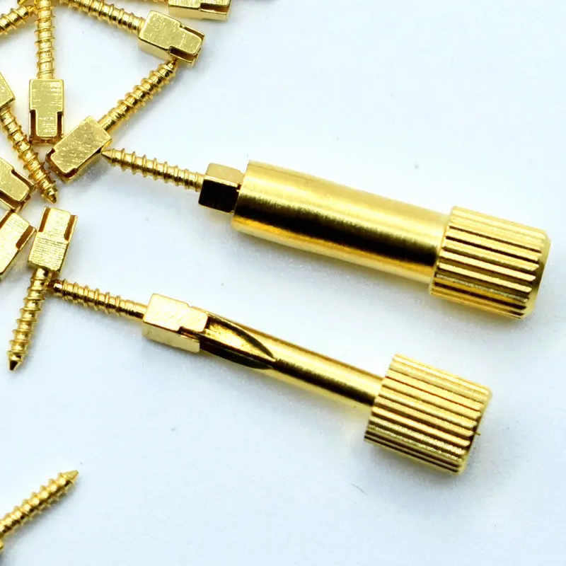 Poste Dental chapado en oro, poste de tornillo y llave, pasadores dentales, suministros de materiales dentales, 50 piezas en bolsa