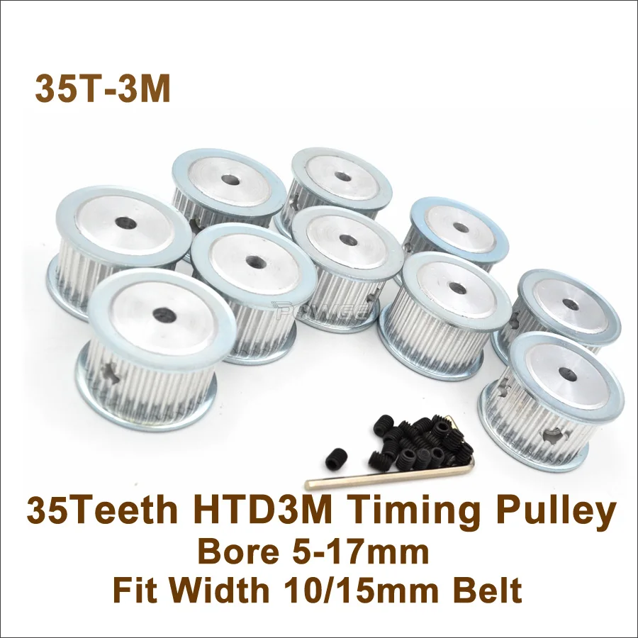 

POWGE 35 Teeth 3M Synchronous Pulley Bore 5-17mm Fit Width 10/15mm HTD 3M Belt 35T 35Teeth HTD 3M Timing Belt Pulley 35-3M AF