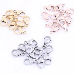 Cierre de langosta de 30 piezas, acero inoxidable chapado en oro rosa, 10x5mm, 12x7mm, cierres de gancho para collar y pulsera, hallazgos de joyería Diy