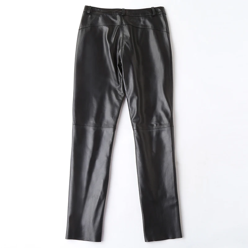 

Genuine Leather Pants Women Real Sheepskin Long Trousers Plus Size Pants Black Slim Ladies Clothes Pantalon Femme LWL1606