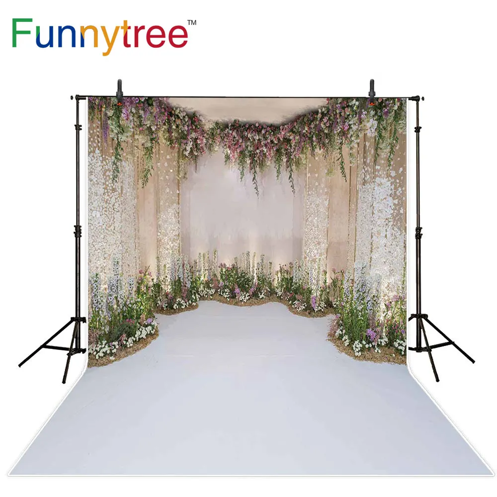 

Funnytree Wedding Floral Flower Wall Background Photo Studio Bridal Engagement Party Backdrop Photo shoot Wallpaper Photozone