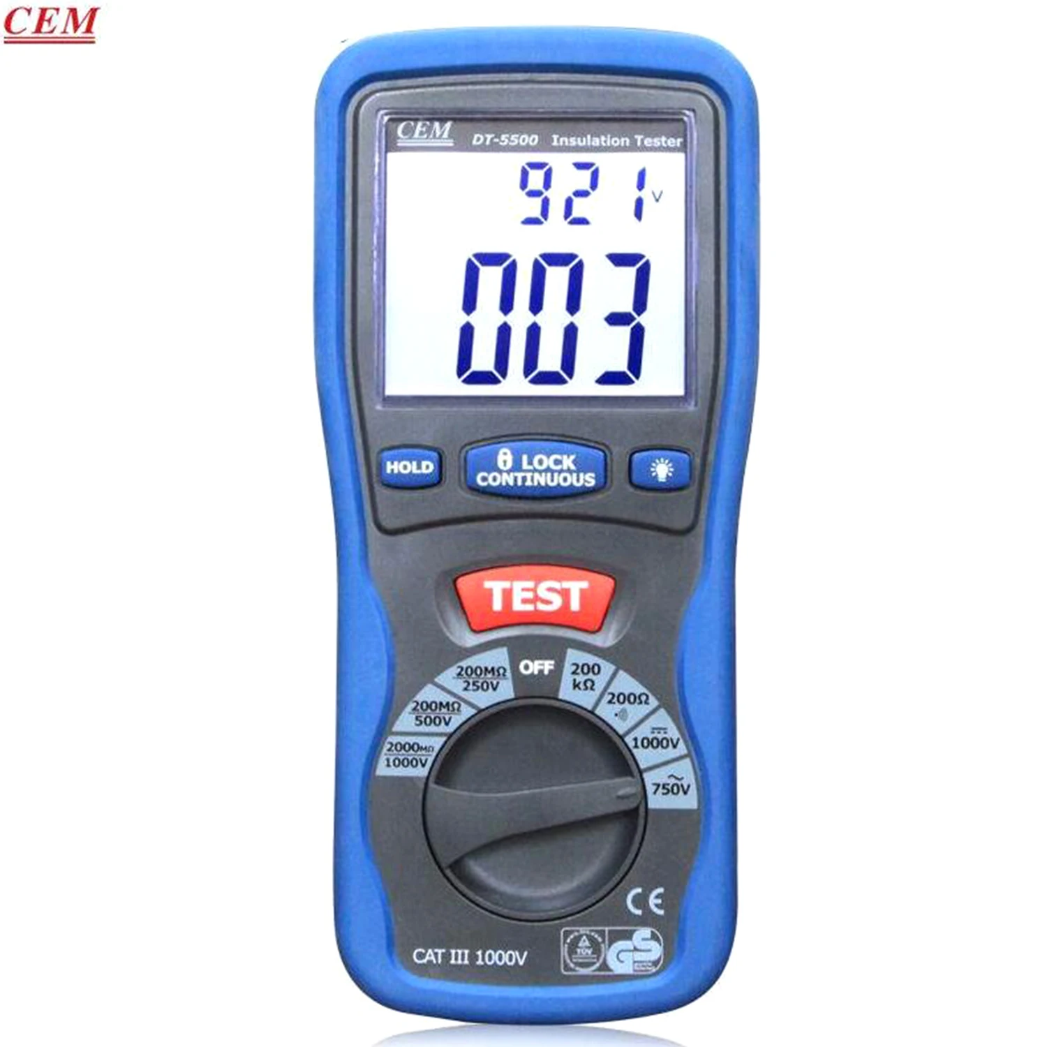 CEM DT-5500 Digital Insulation Resistance Tester Electrical Equipment Insulation Material Resistance Detection Over Range Prompt