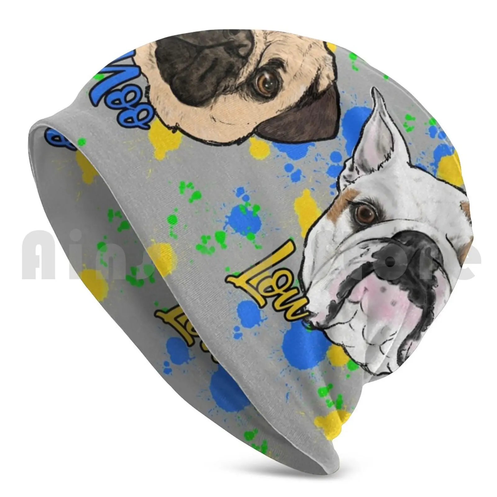 Moo & Lou Beanie Hedging Cap DIY Print Cushion Pet Dog Pug Bulldog