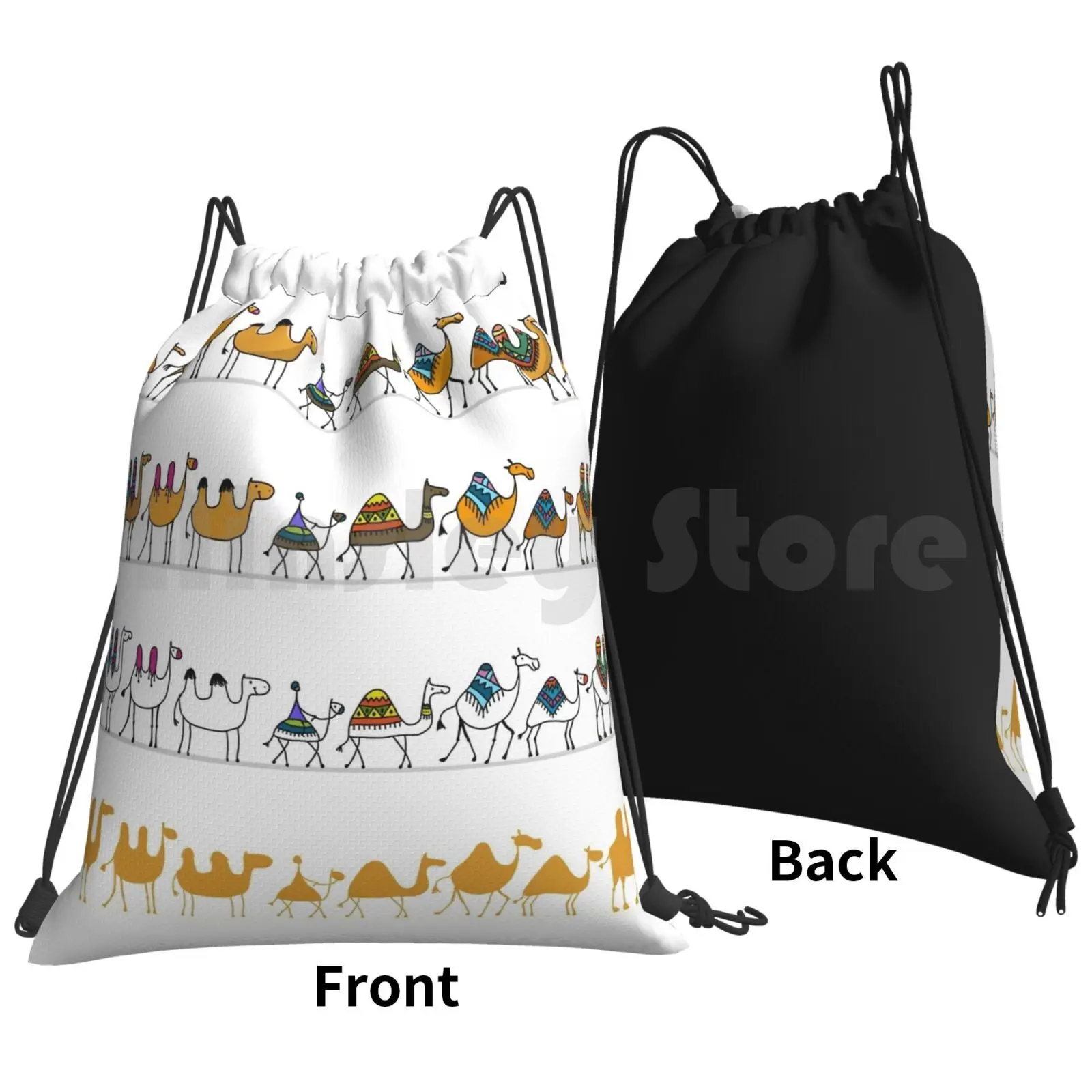 Backpack Drawstring Bags Gym Bag Waterproof Animal Vector Isolated Icon Graphic Travel Desert Journey Mammal Nature