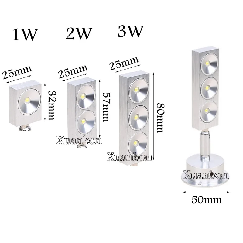 LED z możliwością przyciemniania 1W 2W 3W regulowane reflektory światło ekspozycyjne na wystawę wyświetlacz Led Mini Spot biżuteria AC85-265V DC12V