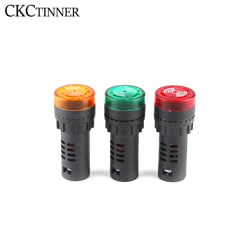 1pcs AD16-22SM 12V 24V 220V 380V 22mm Flash Signal Light Red LED Active Buzzer Beep Alarm Indicator Red Green Yellow Panel Mount