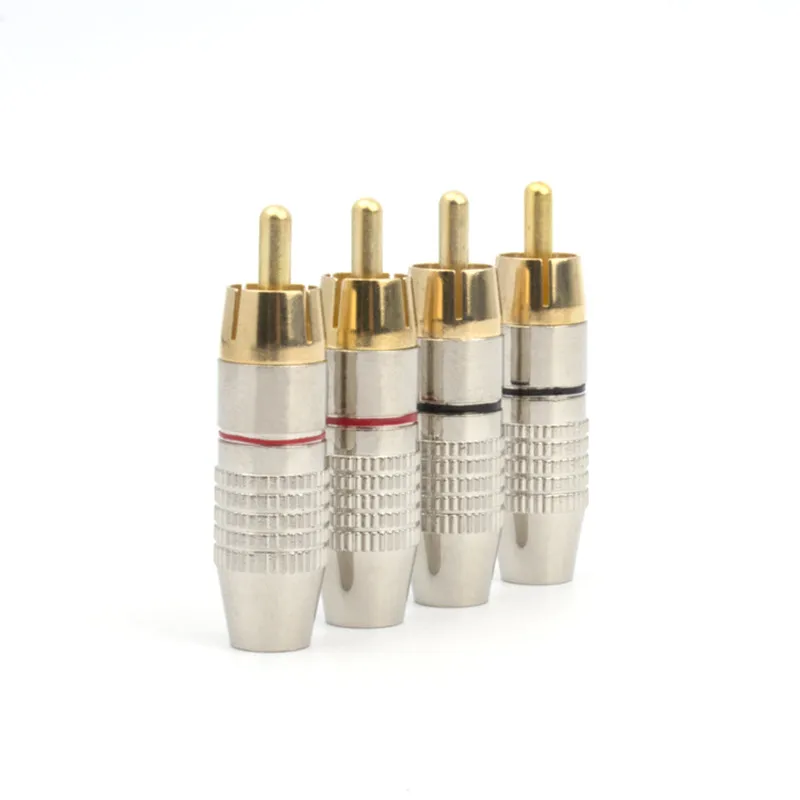 4pcs RCA Male Connector Non Solder plug Adapter for Audio Speaker Cable Plug Video CCTV camera Solder-Free Gilded