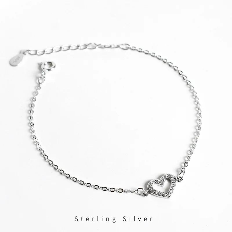 Small Heart Bracelet  Link Chain Bracelet For Women 925 Sterling Silver  Gift Retro Luxury Jewelry Party Gifts