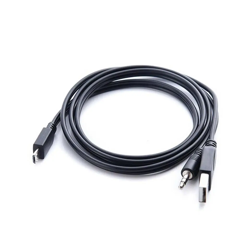 1pc Micro Male to 3.5mm 3 pole TRS Male + USB 2.0 A Male Plug Audio Charge Connector Cable for Speaker Android 1m 3ft