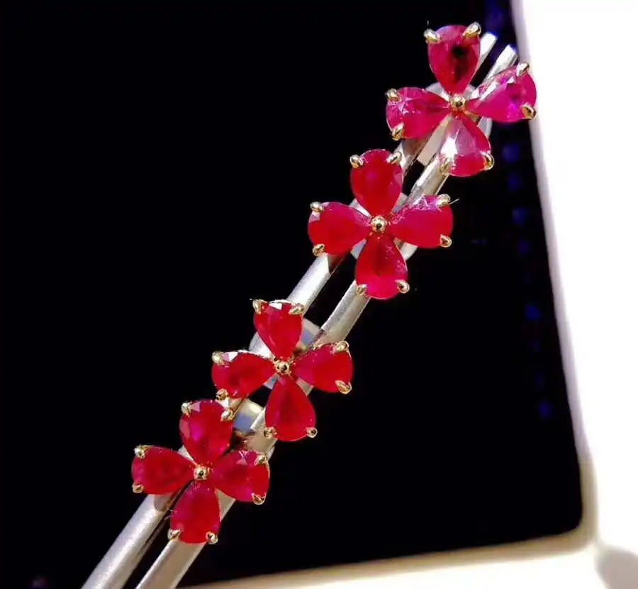 

Natural Real Ruby Earring Real 925 Silver sterling Fine Charm Jewelry for Women Wedding Party Earring
