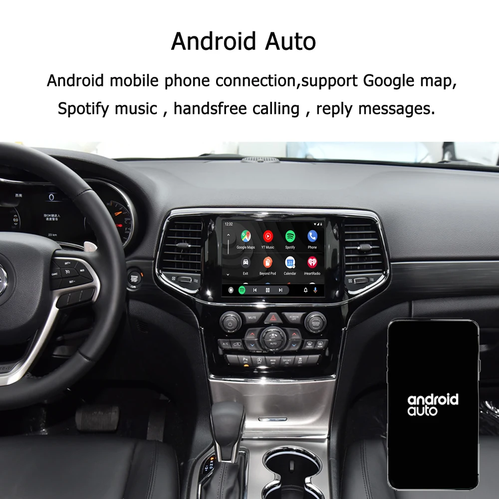 AZTON Car Front Screen Smart Upgrade Android Auto Apple CarPlay Video Interface For Jeep Grand Cherokee Compass