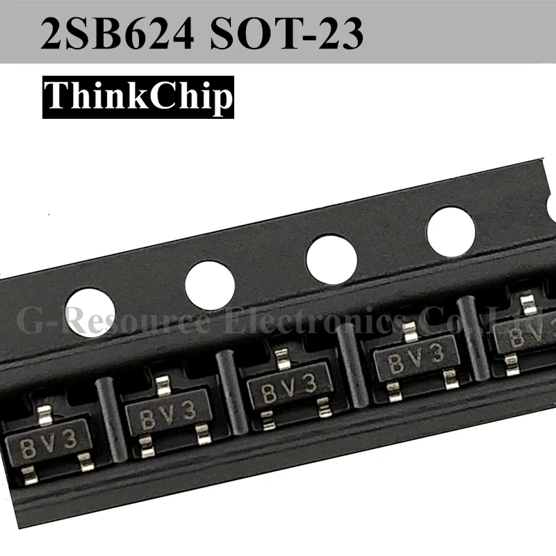 (100Pcs) 2SB624 SOT-23 SMD PNPคริสตัลTriode 0.7A/25Vท่อLocator (เครื่องหมายBV3)