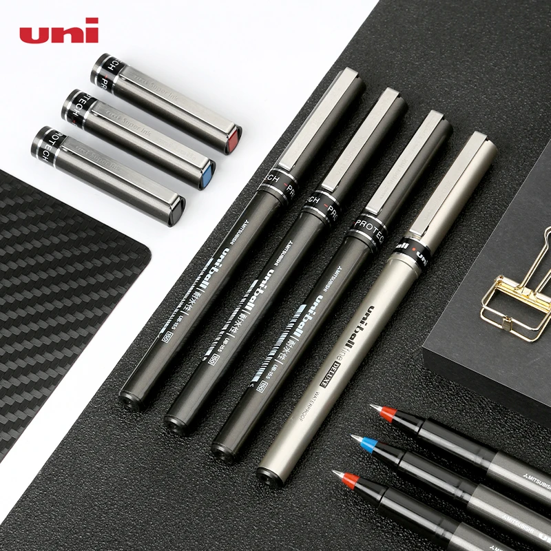 3pcs Japan UNI UB-155 Straight Liquid Rollerball Gel Pen 0.5mm Bullets Red Blue Black 3 Colors Optional Student Supplies