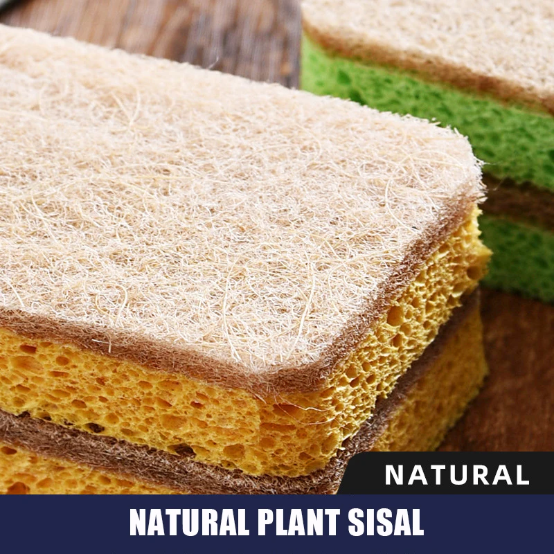 Washing Sponges For Dishes Rag For Kitchen Composite Wood Pulp Cotton Nature Sword Oil-Free Cleaning Utensils