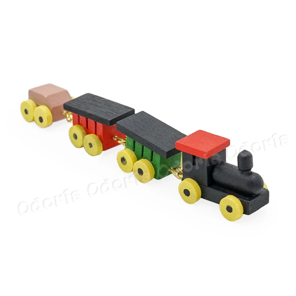 Odoria-miniatura de tren de madera Multicolor, 1:12, modelo de simulación, juguetes, sala de juegos, accesorios de casa de muñecas, decoración de casa de muñecas