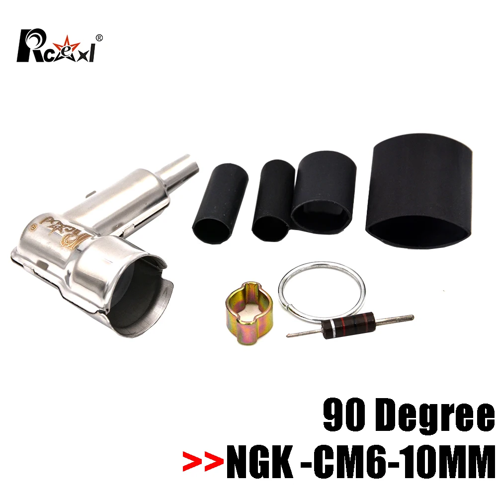 Rcexl CDI Spark Plug Caps Straight/ 90/ 120 Degree and Boots for DLE Engine  NGK -CM6-10MM  9/16