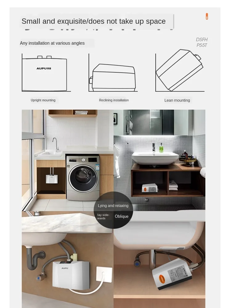 ปลอดภัยและไฟฟ้า Proof เครื่องครัว Ultra Thin ความร้อนทันทีห้องครัวขนาดเล็กเก็บน้ำประเภทภายใต้ Stage เครื่องทำน้ำอุ่น Heal