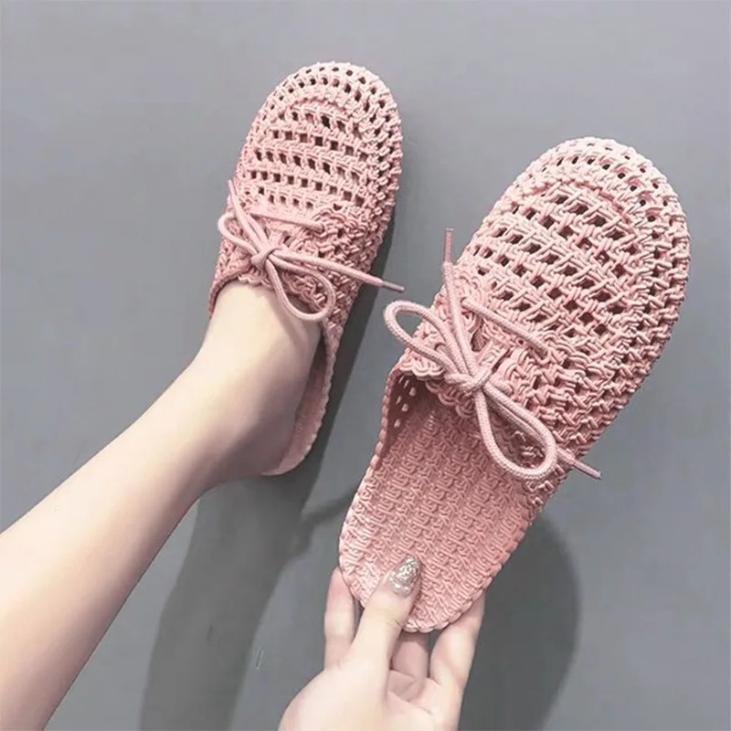 Summer Women\'s Openwork Slippers Woman Non-slip Slides Female Hollow Out Breathable Flat Women Home Indoor Shoes Big Size