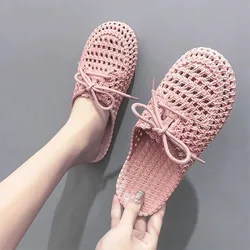 Summer Women's Openwork Slippers Woman Non-slip Slides Female Hollow Out Breathable Flat Women Home Indoor Shoes Big Size