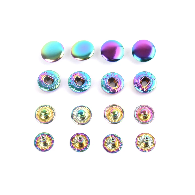 10pcs Ivoduff Rainbow Color Snap Spring Button Sewing Handbag Button