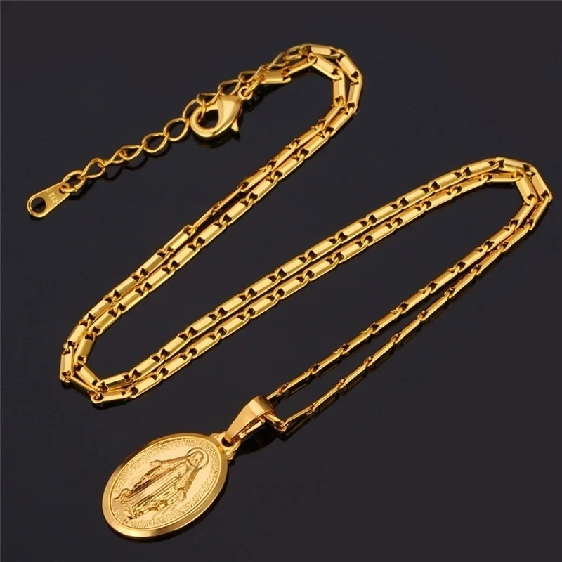 Classic Religious Style Catholic Virgin Mary Pendant Necklace