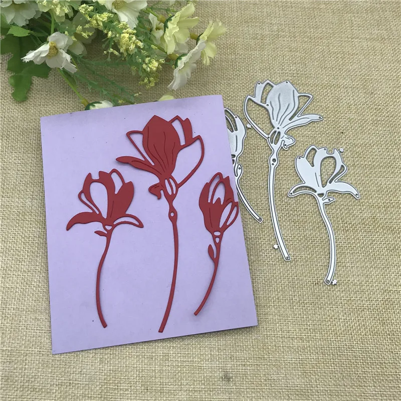 3Pcs Flower Frame Metal Cutting Dies For DIY Scrapbooking Album Embossing Paper Cards Decorative Crafts