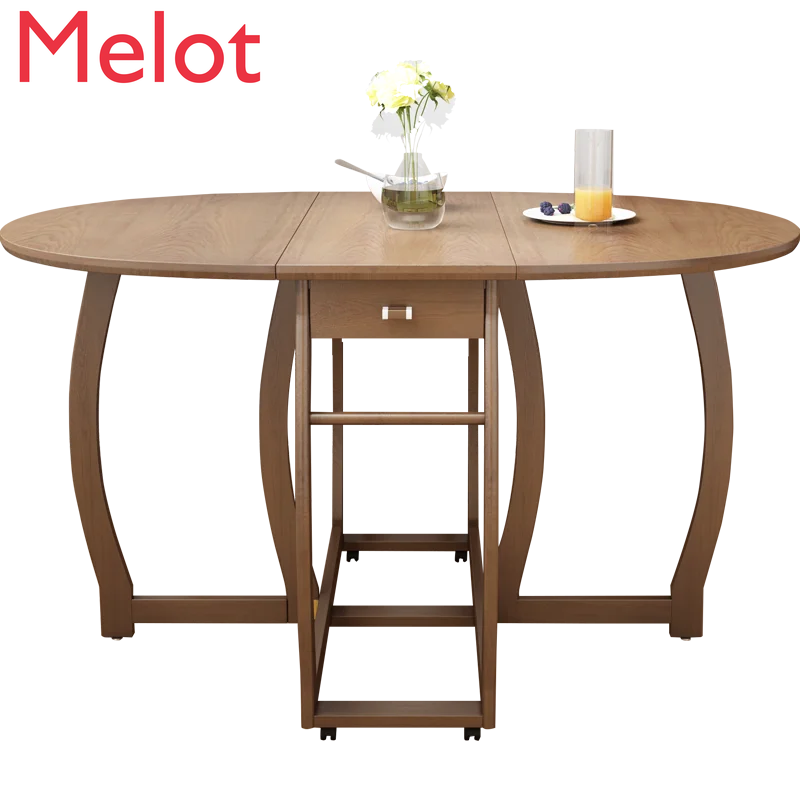 Deformation Dining Table Telescopic round Folding Small Household Eating Combination Shrink Dining Table Multifunctional