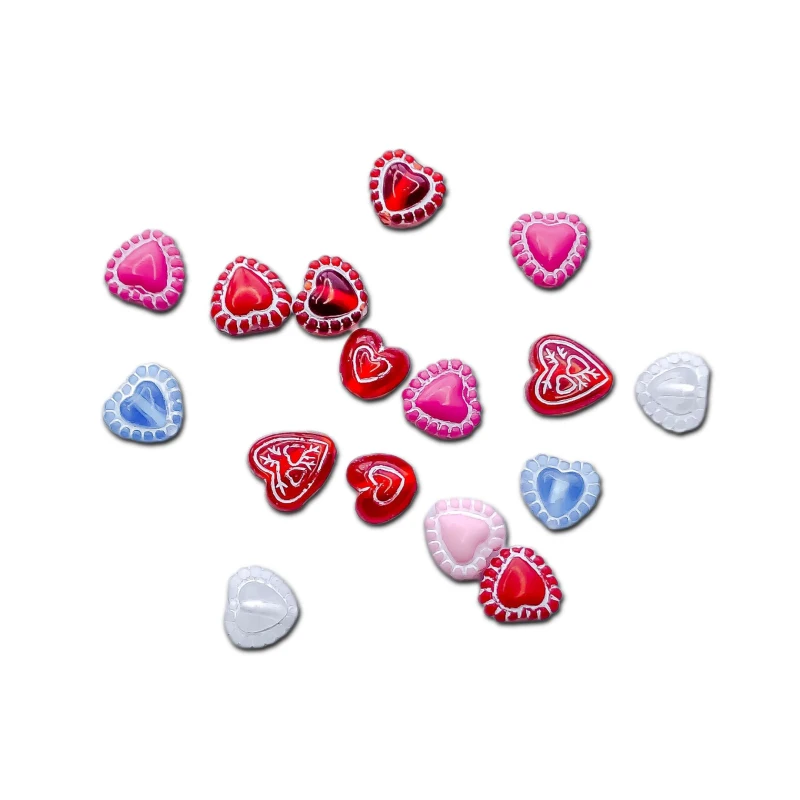 DIY Acrylic Resin Eardrop Heart Bead Pendant Material Jewelry Making Supplies Wholesale Earring Charms Accessories 100pcs