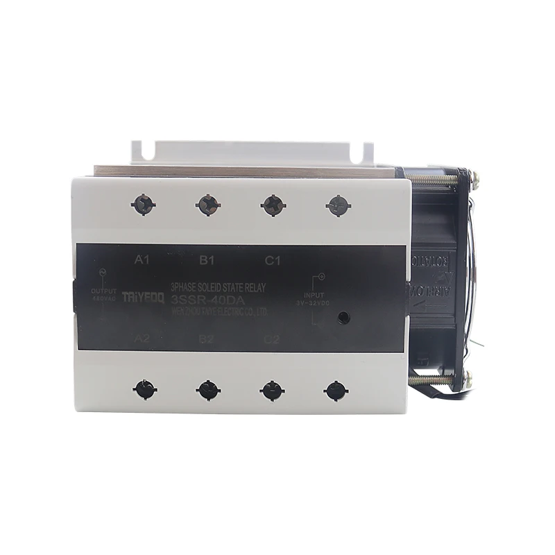 40/60/80/100/120/150/200A Three-phase Solid State Relay DC Control AC 380V 40A SSR-3 DC-AC Complete Set (Relay, Heat Sink, Fan)