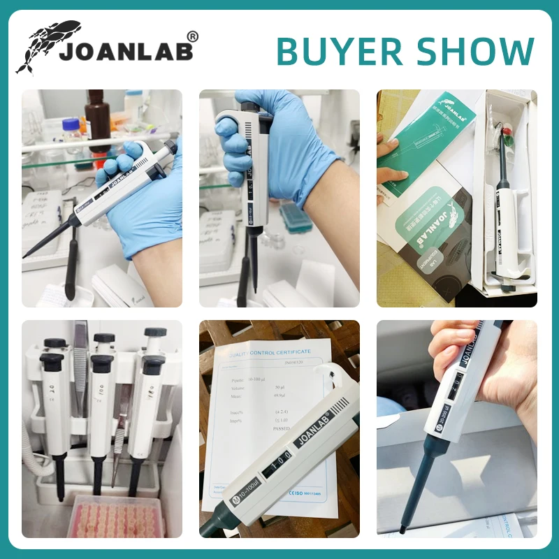 JOANLAB Pipeta de Laboratório Pipetas de Plástico Conta-gotas Manual Digital Ajustável Micropipeta Equipamento de Laboratório Com Pontas de Pipeta