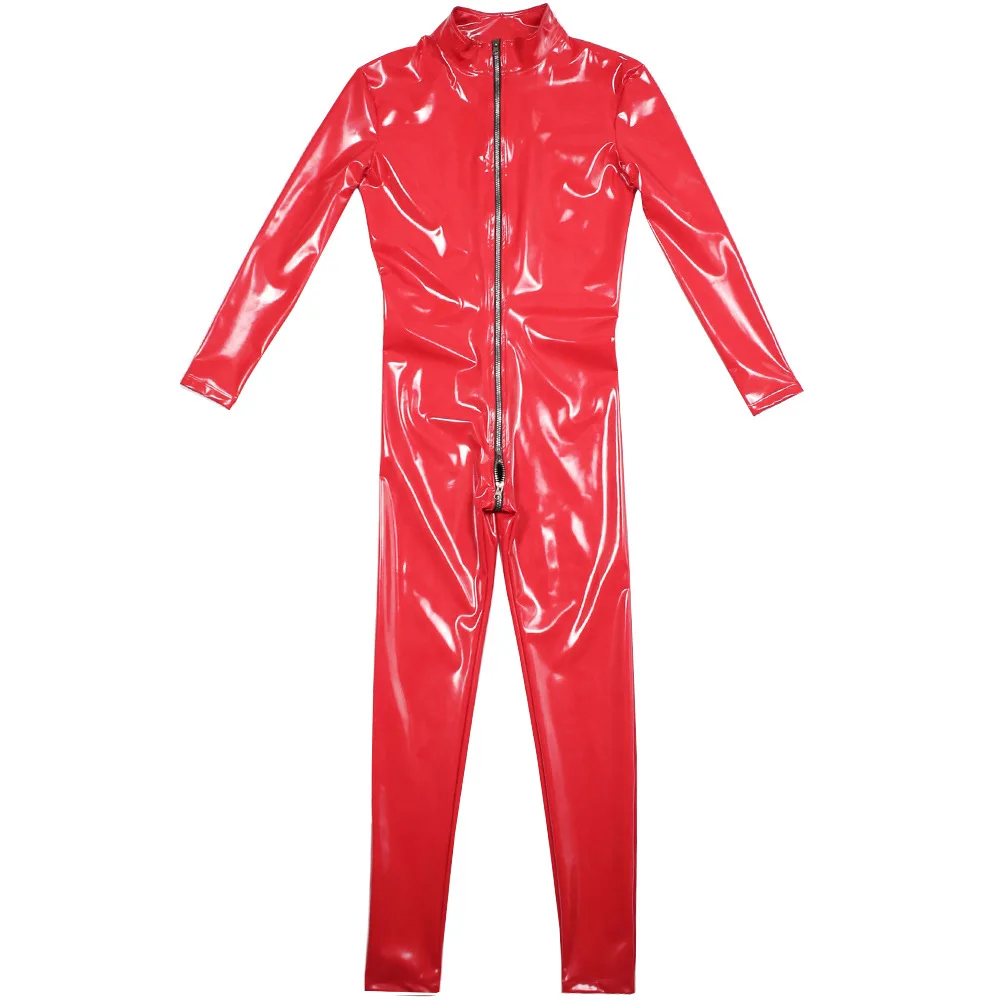 

Cosplay PVC Shiny Bodysuit Full Body Catsuits Three Way Zipper Elastic Leotard Bodysuit Moto Biker & Club Dance Wear Women F135