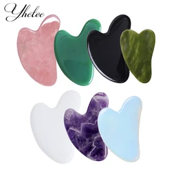 7pcs/ Gouache Scraper Rose Quartz Jade Guasha Stone Board Jade Massagers For Face Gua Sha Scraper Body Acupuncture Face  Lifting