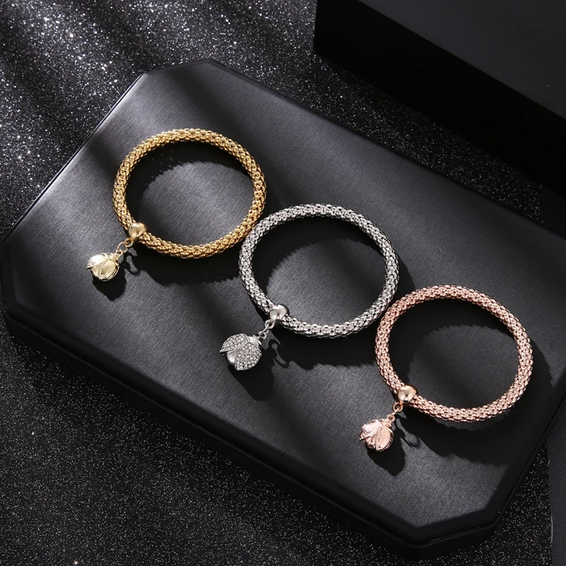 3 pz/set bracciale in cristallo a farfalla e bracciale con chiusura a cuore Color oro ciondolo con nota musicale bracciale con strass femminile