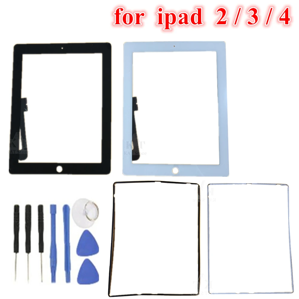 1Pcs 9.7 "Touch Screen Voor Ipad 2 A1395 A1396 Front Touch Screen Digitizer Sensor Glass Panel Frame Bezel voor Ipad 3 A1416 A1430