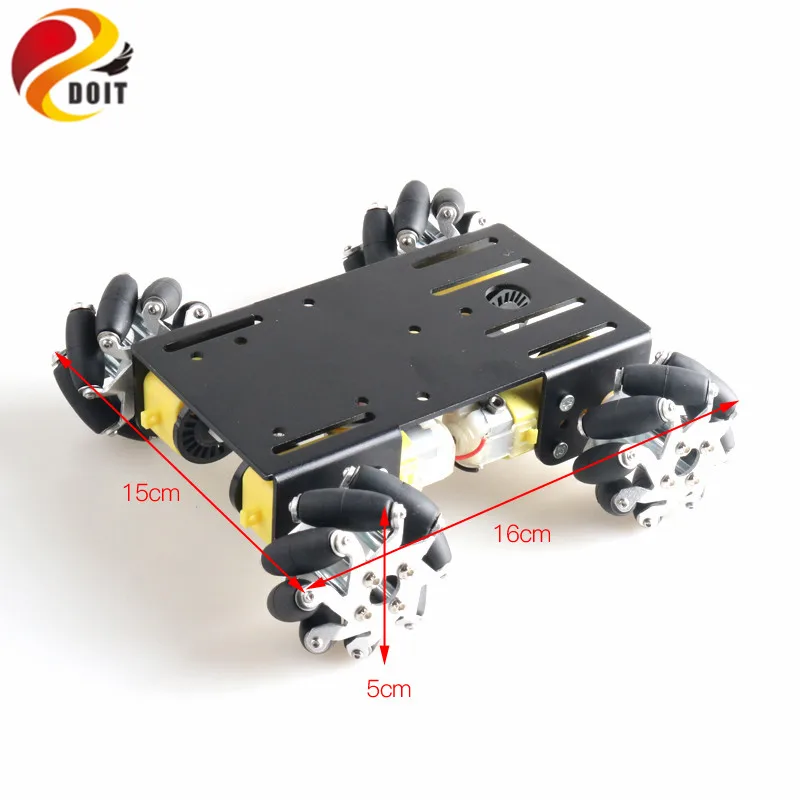 

SZDOIT 50mm McNamm's Omnidirectional Wheel Smart Tank Car Chassis Kit 4WD Metal Robot TT Motor DIY For Arduino Education Toy