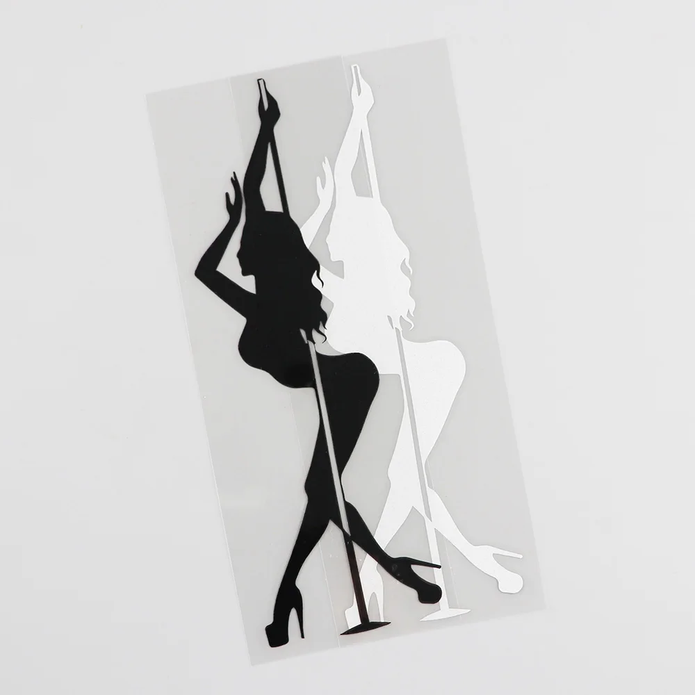 YJZT 5.8CMX17.9CM Pole Dance Stripper Sexy Hot Girl Vinyl Car Stickers Black/Silver