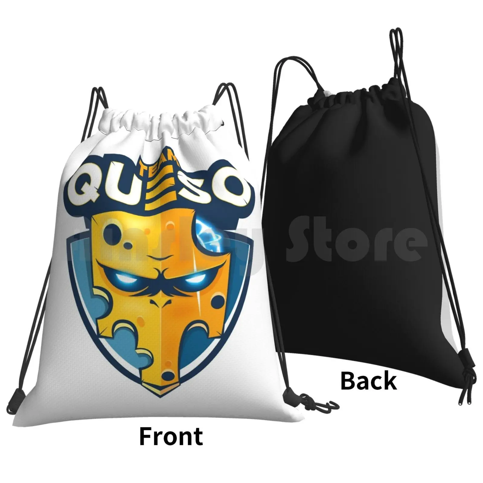 Team Queso Backpack Drawstring Bag Riding Climbing Gym Bag Team Queso The Esports Tournament App Crown Fun Funny Logo Clan