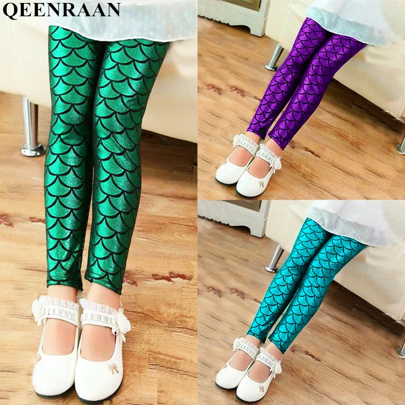 Frühling Herbst Mädchen Leggings Meerjungfrau Leggings Mädchen Hosen Kinder Mädchen Bunte Glänzende Skala Hosen Dünne Hosen Kinder Leggings