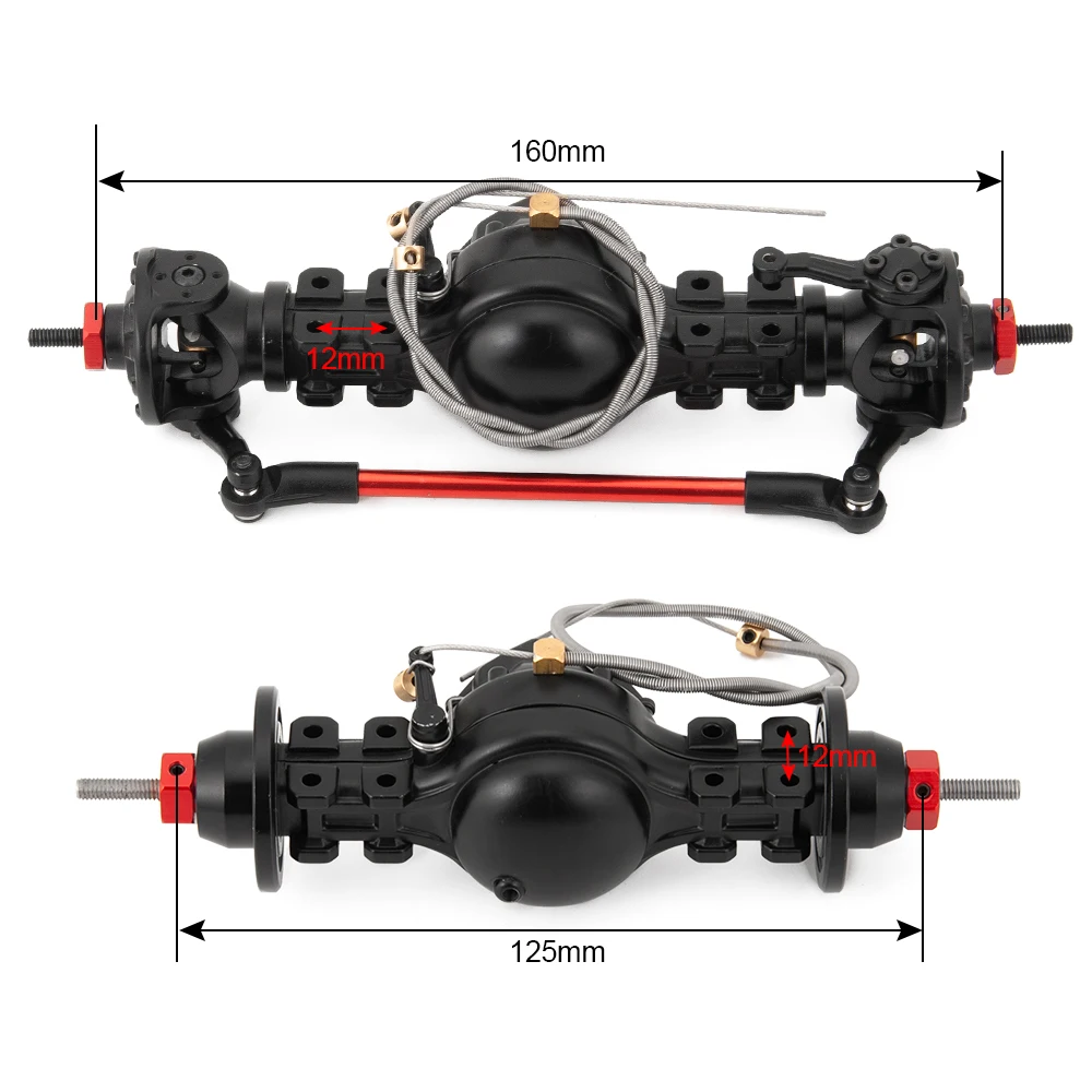 TRINOOD Vorder- und Hinterachs-Differenzialachse aus Metalllegierung, integriertes Stahlgetriebe für Tamiya Truck 1/14 RC Tow Drag Trailer Traktorteile 5