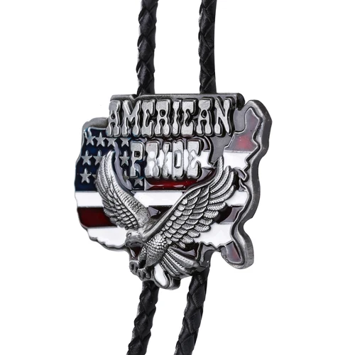 Imagen 2 del producto Corbata de bolo de cuerda de cuero para camisa, animal, águila, Lobo, vaquero occidental, Nueva