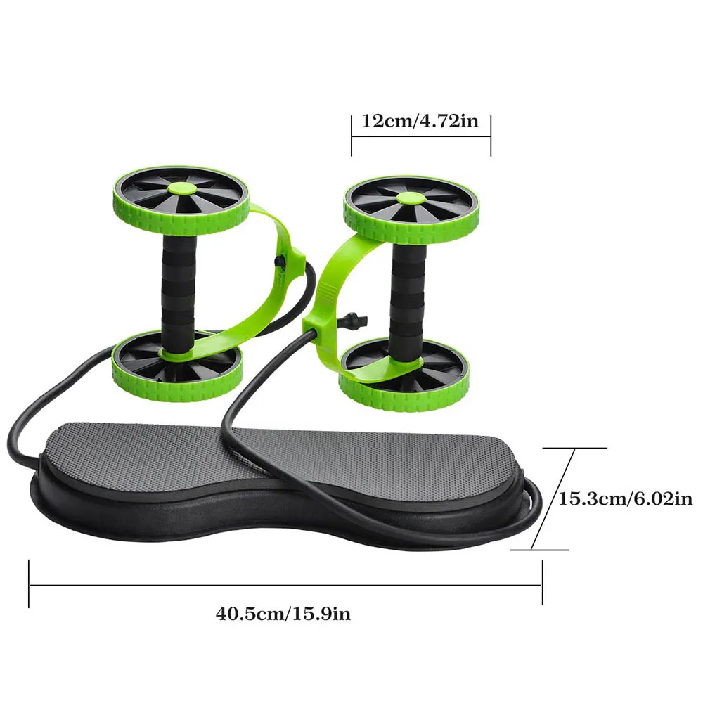 Abdominal Double Wheel Ab Roller Gym Home Muscle Exercise Fitness Equipment Pull Rope Resistance Bands Slimming Device