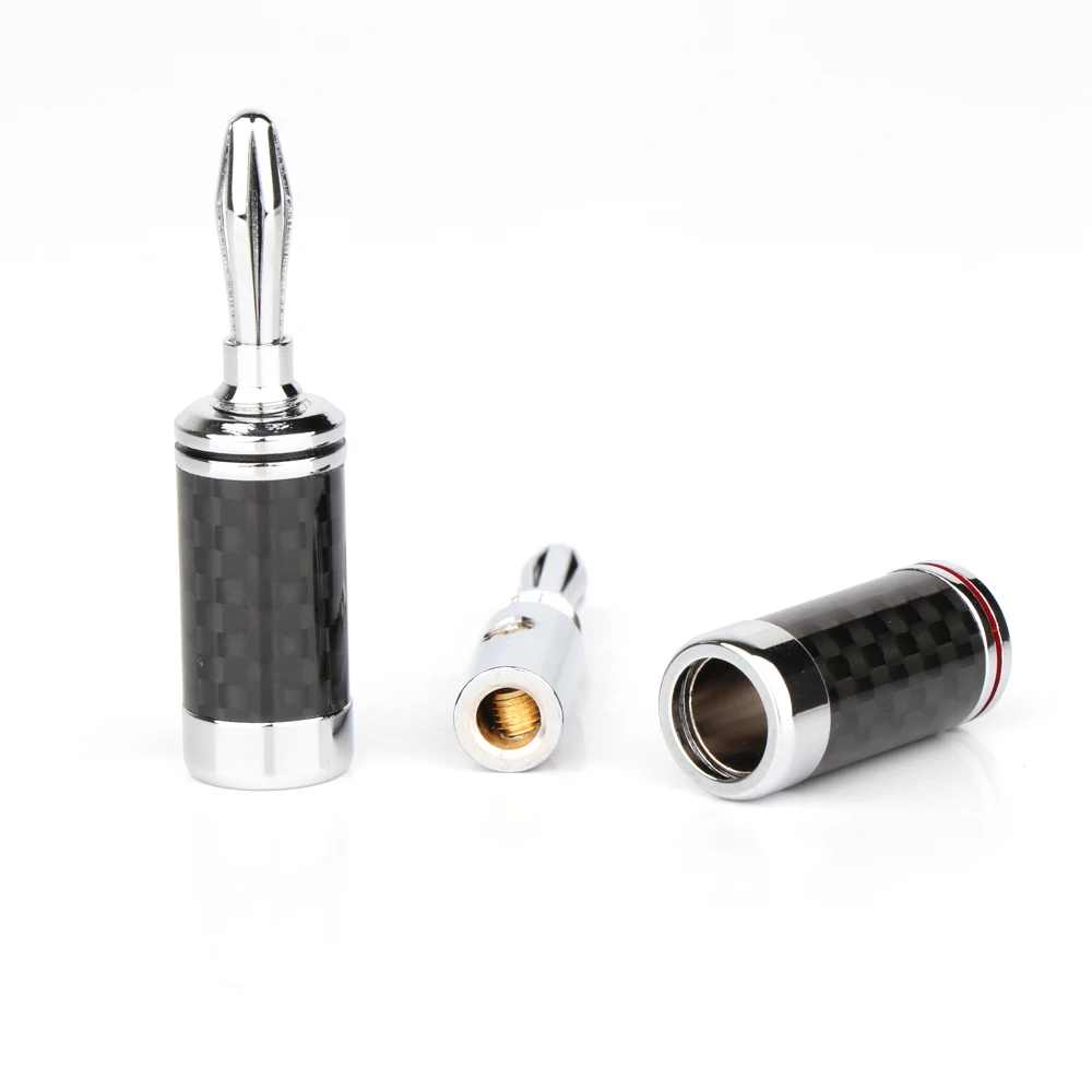 BA1407 Plugue banana de fibra de carbono banhado a ródio de latão para conectores terminais de cabo de alto-falante de 7 mm