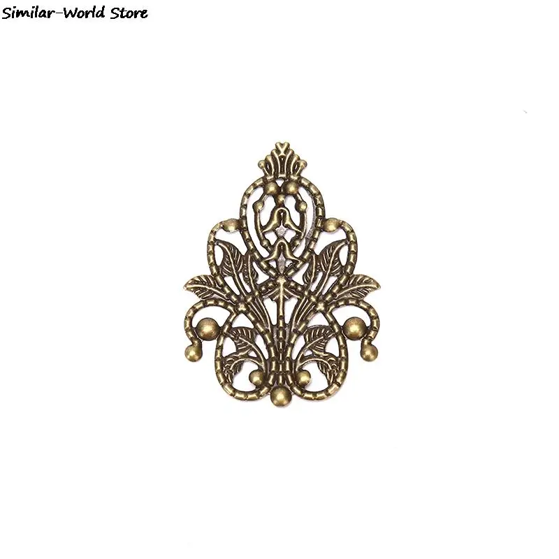 20pcs Wholesale Filigree crafts Hollow Embellishments Findings Jewelry Accessories Bronze Tone ornaments 35mm