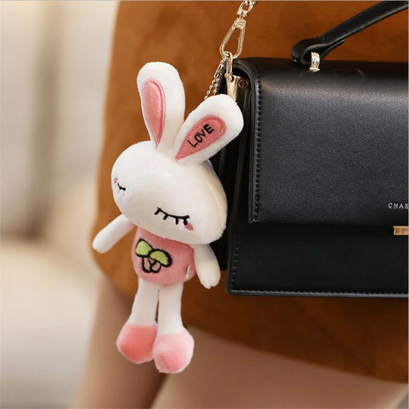 1PCS Random Color ，Bunny Plush Toys ，Mini Small Rabbit Doll Bag Pendant ，Stuffed Soft Love Rabbit Toy ，Wedding Ragdoll Wholesale