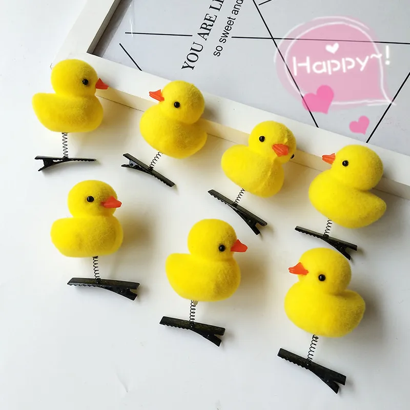 5Pcs/Lot Bubble Childrens Toy Little Yellow Duck Love Heart Hairpin Clip Suitable For Clip On The Gift ZH