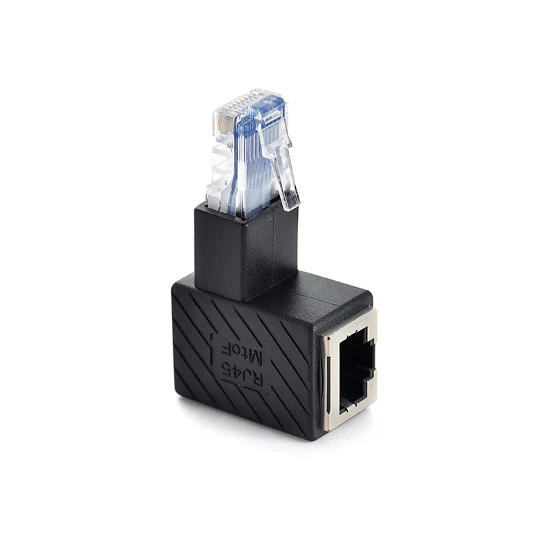 90/180/270 درجة الزاوية اليمنى RJ45 ذكر إلى أنثى Cat5/6 إيثرنت LAN تمديد محول