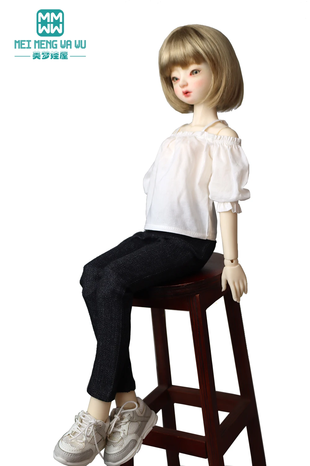 

Clothes for doll fits 43cm 1/4 MSD BJD Spherical joint doll Fashion camisole, denim shorts